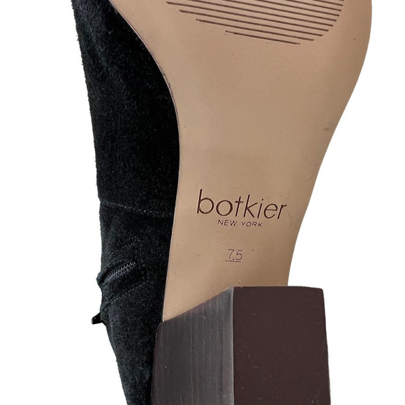 Botkier Sharon Boots Tall Black Suede Leather Block Heel Side Zip Women Size 7.5 - Picture 7 of 8